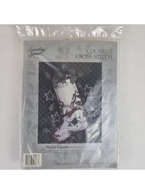 Something Special "Playful Unicorn" Counted Cross Stitch Stocking Kit Vintage